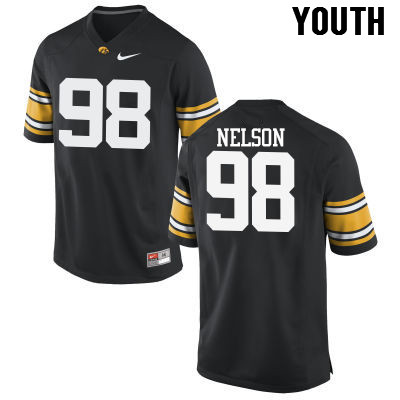 Youth Iowa Hawkeyes #98 Anthony Nelson College Football Jerseys-Black